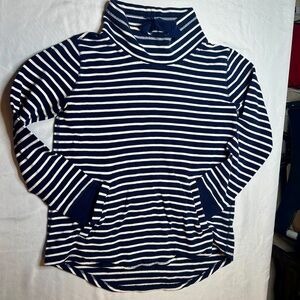 J.Crew Navy White Stripe Funnel Neck Pullover Knit M